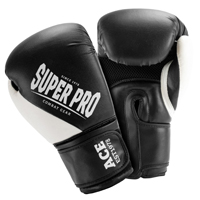 Super Pro Combat Gear ACE Boxing Gloves Black/White 10 oz