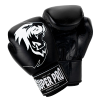 Super Pro Muay Thai Gants de Boxe Warrior Noir/Blanc 16 oz