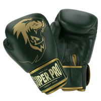 Super Pro Warrior SE Gants de Kickboxing en Cuir Vert/Or 12oz